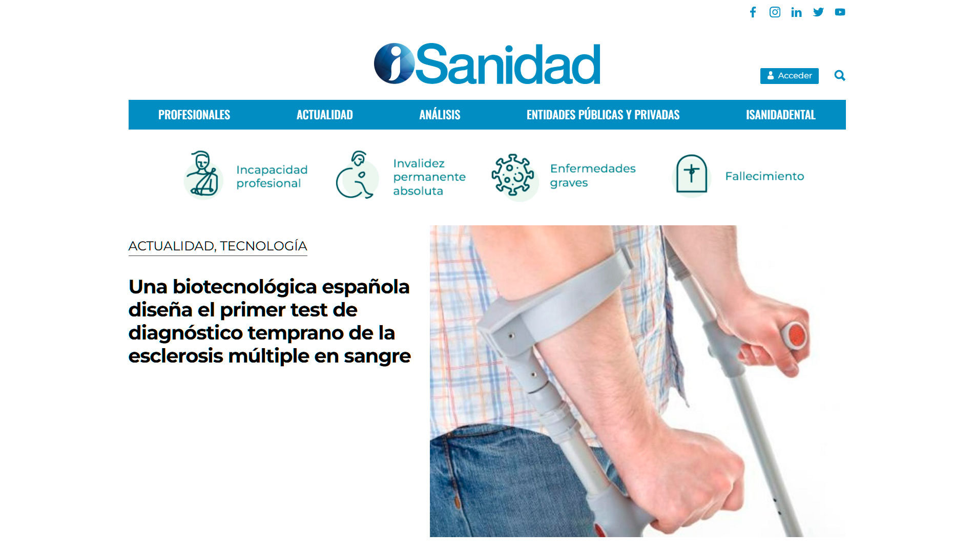 Una biotecnológica española diseña el primer test de diagnóstico temprano de la esclerosis múltiple en sangre